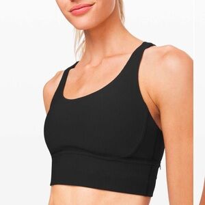 Lululemon 🍋 Energy Bra Long Line Texture Black Size 10